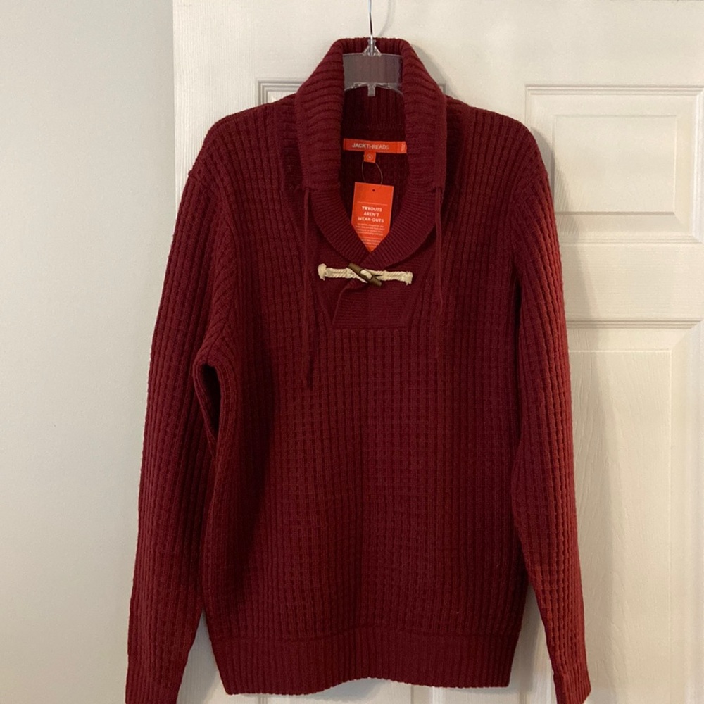 JACK THREADS TOGGIE MAN WOOL SWEATER SIZE M BRAND NEW WITH TAG COLOR BURGUNDY